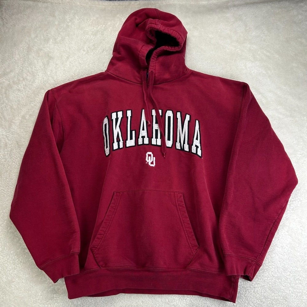 Old Varsity Brand Oklahoma Sooners Crimson NCAA Hoodie Unisex Red Fleece "Read"
